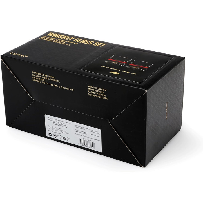 Набір склянок для віскі LIITON American Peaks Kristall, 4 шт., 300 мл, важкі, морозостійкі, ідеальний подарунок для чоловіків