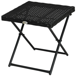 Outsunny Side Table Розкладний садовий стіл з полі ротанга, журнальний столик для балкона, метал чорний 40 x 40 x 40 x 40 см