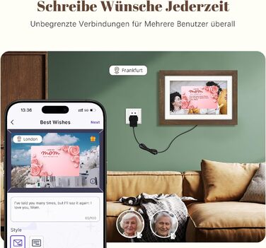 Цифровий фоторамка Eptusmey 10.1 дюймів з Wi-Fi, дерев'яний корпус з дуба, 32GB, HD IPS сенсорний екран 1280x800, відтворення фото/відео через Uhale APP, подарунок для чоловіків та жінок, колір A-Білий