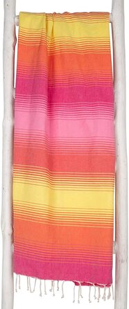 Жіночий рушник для хаммаму ZusenZomer Fouta XL 100x190-Пляжний рушник для хаммаму рушник для хаммаму-100 бавовна з гребенем Oeko-TEX-рушники для хаммаму Fair Trade (100x190 см, рожеві і помаранчеві)