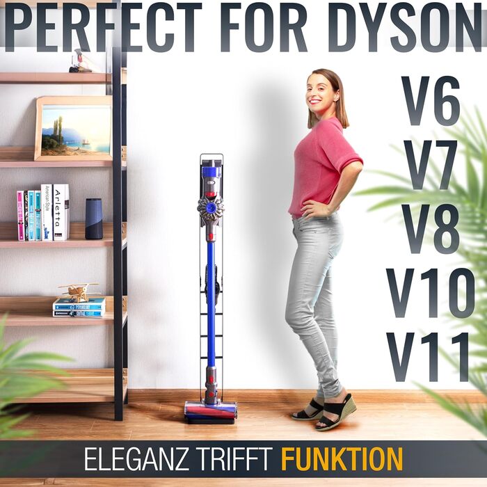 Зарядна станція для пилососа RICOO для Dyson V6-V11, кронштейн SH502, 29x22x127 см, чорний