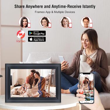 Цифровий фоторамка TSITSC 10.1 дюйма з Wi-Fi, IPS сенсорний екран, 32GB пам'яті, автоповорот, Frameo APP, чорний