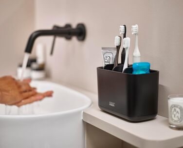 Набір для ванної Joseph Joseph Bathroom Beauties: миска, тримач для зубних щіток, дозатор мила, нержавіюча сталь, чорний