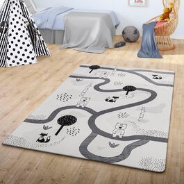 Дитячий дитячий килимок Дитячий килимок Дитячий килимок Вуличний ведмідь Лисяче дерево, колір сірий білий, розмір 120x160 см 120x160 см Сірий Білий