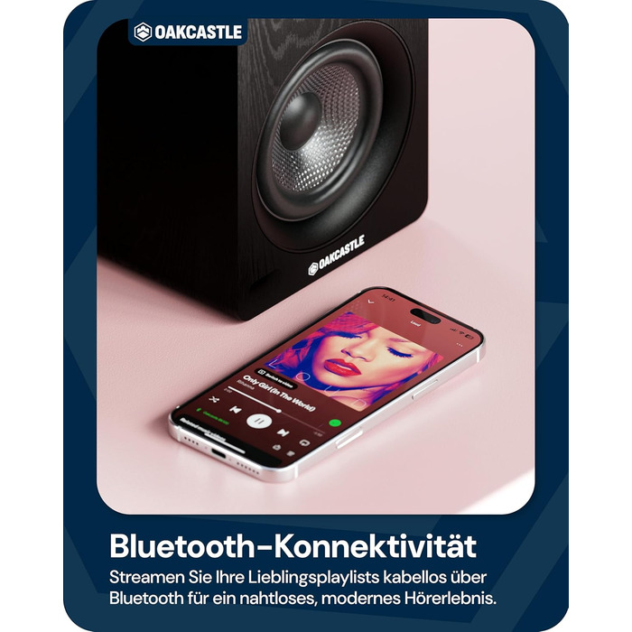 Акустична система Oakcastle BK100 Bluetooth 5.4, 60 Вт 2.0 полочні HiFi колонки для телевізора з HDMI ARC та ПК для геймінгу, з пультом керування (Чорний)