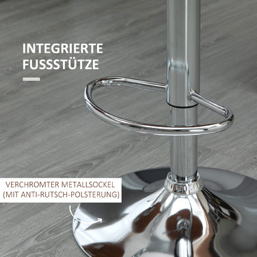 Набір з 2 барних стільців, регульована висота, металевий каркас, поворотне сидіння, кремово-білий