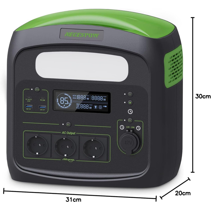 Портативна електростанція Power Lifting 3000W, 1102,5Wh, LiMnFePO4, сонячна панель MPPT 400W, для кемпінгу та відпочинку на природі