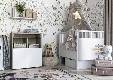 Комод для дитячої кімнати Shefa Wickelkommode 700 Teddy, білий - сучасний комод для дитячої, 47 x 70 x 86 см, білий, Teddy (Ulme)
