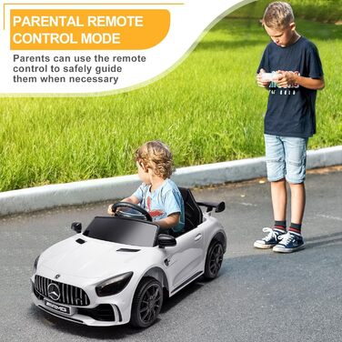 Дитячий електромобіль Mercedes-Benz AMG 12V, 2 двері, пульт, MP3, LED, білий