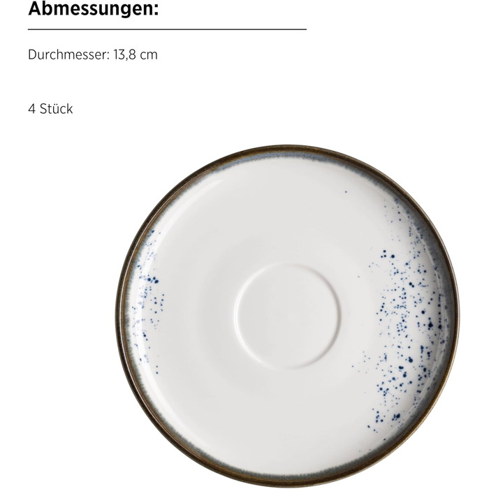 Набір кавових чашок MÄSER Serie Pintar, 8 предметів, блакитний, порцеляна, вінтажний стиль