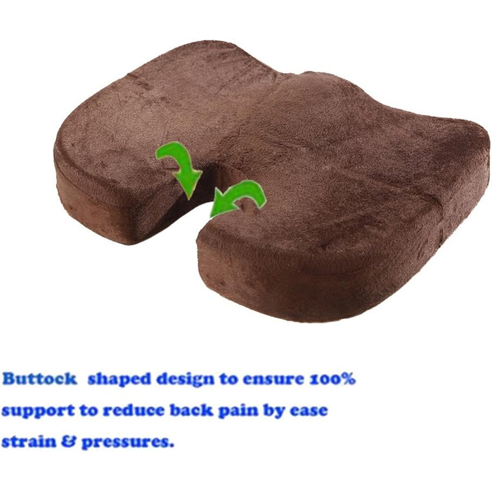 Ортопедична подушка для сидіння HomDSim з Memory Foam для стільця, авто, офісу та дому (колір: коричневий)