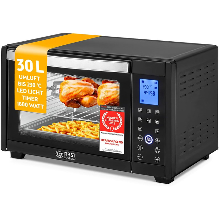 Міні-піч TZS First Austria Digital 30L 1600W з регулюванням температури та таймером - для кухні та кемпінгу