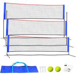 Багатофункціональний набір сіток Kapler для дітей і дорослих-Тенісна сітка, волейбольна сітка, бадмінтонна сітка, розмір від 300x90 до 160 см, включаючи м'ячі, регульована по висоті, універсальна і портативна
