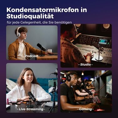 Kondensторний мікрофон NearStream AM25X USB/XLR зі стійкою: Набір для подкастів, стримінгу, студії та ігор на PC/PS5/PS4. З функцією моніторингу та шумозаглушенням.