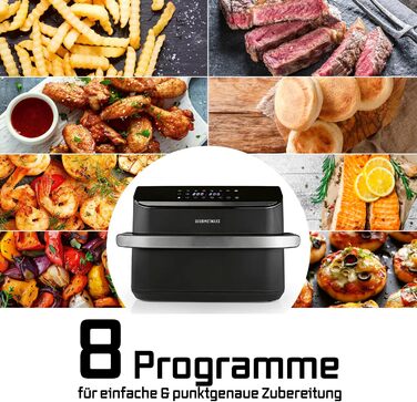 Фритюрниця повітряна Gourmetmaxx FryUp з двома камерами | 10 літрів | Чорний колір | Дисплей Touch | Економія місця