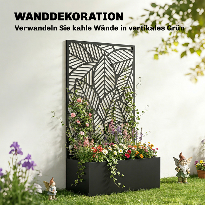 Підвищене грядка з металу з шпалерою для в'юнких рослин, самостійна або для кріплення до стіни