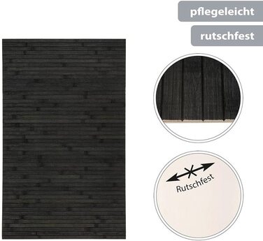 Бамбуковий килимок для ванної PANA * бамбуковий килимок можна прати * дерев'яна бігунка для ванної кімнати * 100 бамбук * розмір 50x80 см * Колір (50x80 см, чорний)