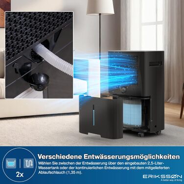 Електричний осушувач повітря з LED-дисплеєм, таймером та захистом від дітей | Здатний видалити 16л вологи на добу | Для приміщень до 70м² | Енергоефективний осушувач з датчиком вологості | Білий (20л - Чорний)