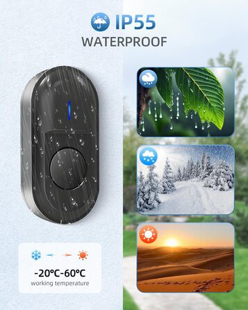 Відеодомофон з Wi-Fi та камерою, HD, 2.4G, нічне бачення, PIR-датчик руху, 2 камери, 2-сторонній аудіо, з дзвінком (1 передавач + 1 приймач)