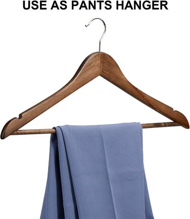 Дерев'яні вішалки для одягу HOUSE DAY, 20 шт., горіх, стабільні, обертаються, широкі (44,5 см)