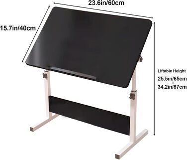 Стіл для малювання Art Desk: регульована висота та кут нахилу, для дому та офісу, чорний (40 x 60 см)