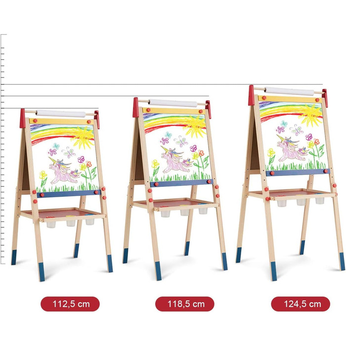 Мольберт для дітей GOPLUS, двосторонній набір для малювання з дошками для крейди та маркерів, регульований стійка, фарби, крейда, ластик, магнітні наклейки