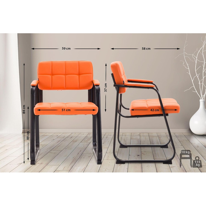 Крісло CLP Canada - м'яке крісло з штучною шкірою, чорний металевий каркас, колір: помаранчевий