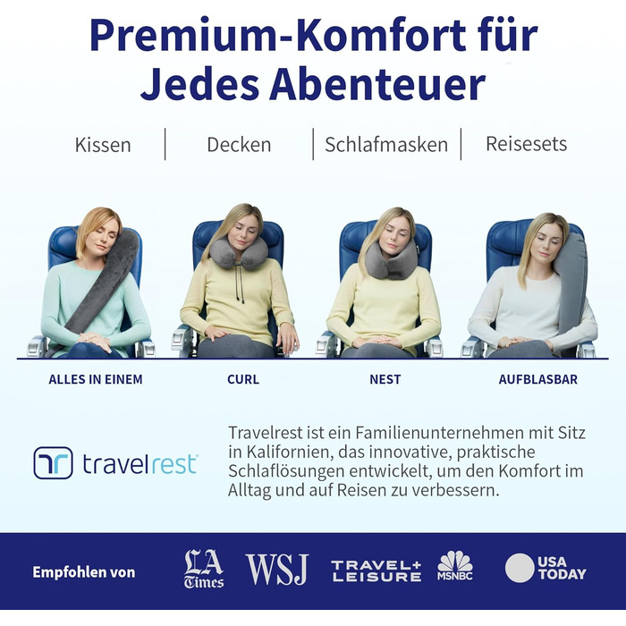 Подушка для шиї Travelrest Nest з Memory Foam - підтримка шиї для подорожей, літаків, довгих поїздок. Ідеально для дорослих, комфорт, знімний чохол - сіра