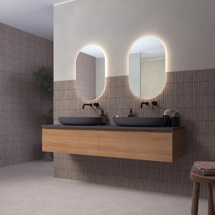 Дзеркало для ванної кімнати Loevschall з LED підсвічуванням, овальне, 80x50 см, регульоване, настінне