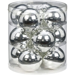 Чарівні різдвяні кулі скляні 8 см 12 шт. ялинкові кулі (сріблястий блиск)