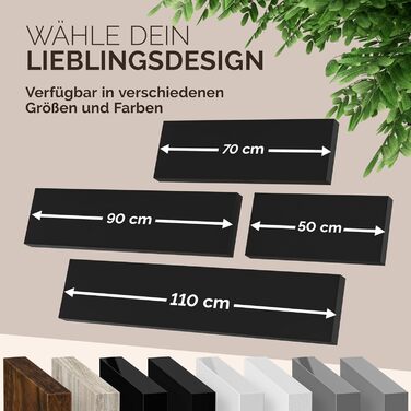 Полиця настінна Casaria Holz Schwarz 90 см для кухні, вітальні, коридору - чорна матова, витримує до 15 кг