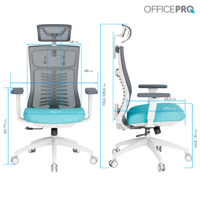 Крісло офісне OfficePro Balance OC550-W-DG-BL