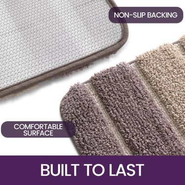 Дексі 2 шт. килимок для ванної кімнати, антиковзний, 40 x 60 см, м'який, швидковисихаючий, для ванної, душу, ванни (2 шт., бежевий)
