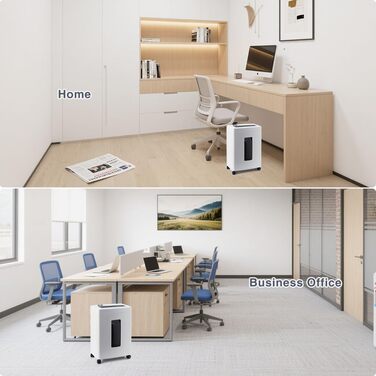 Шредер для паперу P4 з перехресним різанням: 60 хв безперервної роботи, знищення кредитних карт та скріпок. Офісний та домашній шредер з 21л контейнером, тихий, білий (бежевий, 10 аркушів)