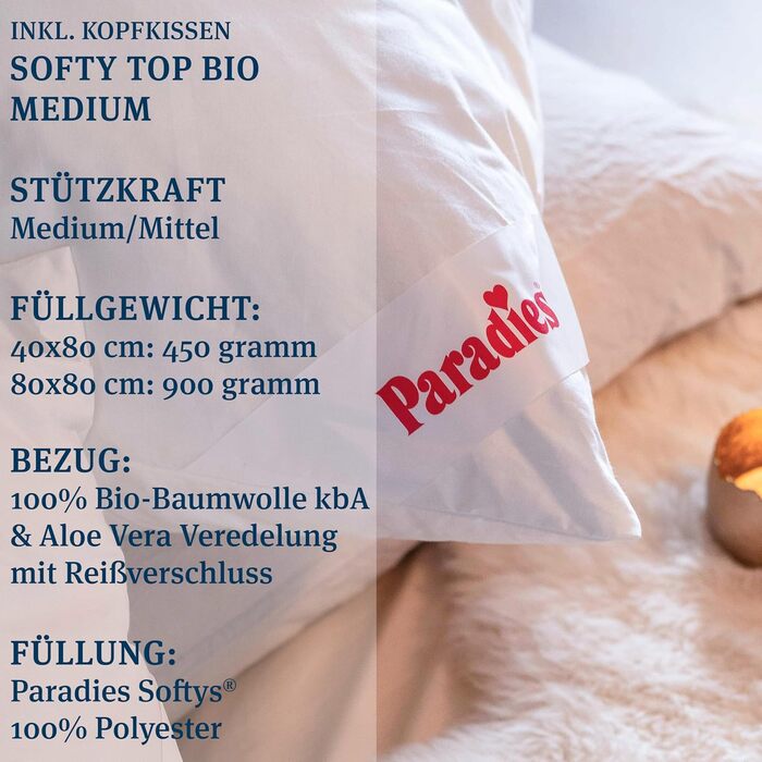 Ковдра PARADIES Prima Bio 135x200 см: м'яка, дихаюча, зимова ковдра з стеганим шаром, розмір 135x200 см + 80x80 см