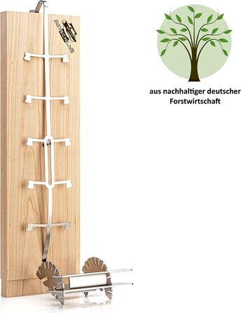 Надміцний, 10-позиційний регульований запатентований тримач з нержавіючої сталі Axtschlag преміум-класу з вишневого дерева та дошка для гриля преміум-класу з березового дерева 10-позиційний регульований запатентований тримач в комплекті з дошкою для гриля