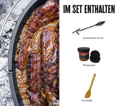Набір голландської печі Grillfürst Dutch Oven BBQ Edition DO 9: чавунний котелок 8,5 л з підставкою, кришкою та аксесуарами