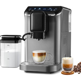 VEVOR Кавомашина автоматична, вбудована кавомолка, 15 ступенів помелу, резервуар для води 1,5 л, контейнер для кавових зерен 180 г (CM9002M-CB)