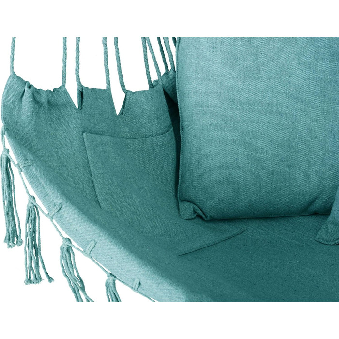 Підвісне крісло-гойдалка з подушкою 100x130x75 см, до 150 кг, для саду та дому, бохо стиль (Турквіс)