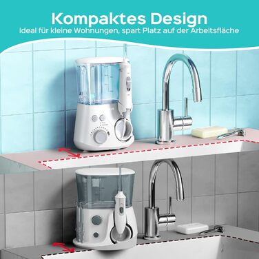 COSLUS Електрична іригатор для порожнини рота з 2 режимами та 12 рівнями тиску – 600 мл резервуар для води. Підходить для сімей, ентузіастів орального здоров'я та пацієнтів з ортодонтичними конструкціями. 5 насадок, чорно-білий колір.