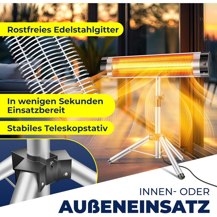 Інфрачервовий обігрівач KESSER® 2500W з захисним чохлом та телескопічним штативом – для тераси, вітальні, дачі
