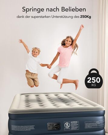 Надувний матрац iDOO самонадувний, 2 персони, з електричним насосом, для кемпінгу, 152x203x46 см, 295 кг