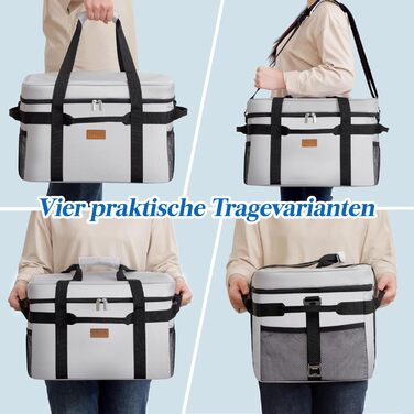 Термосумка-холодильник Lifewit 30л для пікніка, їжі та напоїв (Сріблясто-сіра) - Складана, ізольована сумка-холодильник для роботи, кемпінгу