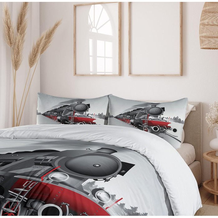 Набір підковдр Шотландія Двоспальне ліжко, карта та прапор, м'яка форма Високоякісна підковдра з 2 предметів з 1 наволочкою, (170 x 220 см - 75 x 50 см, червоний сірий)