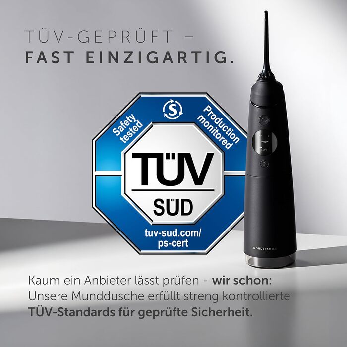Wondersmile Munddusche PRO: Переможець тесту 2024 року, TÜV-сертифікована, 100 днів без ризику, SmoothFlow для догляду за зубами та яснами, 5 режимів, акумулятор PowerAkku (30 днів), Ultimate Black
