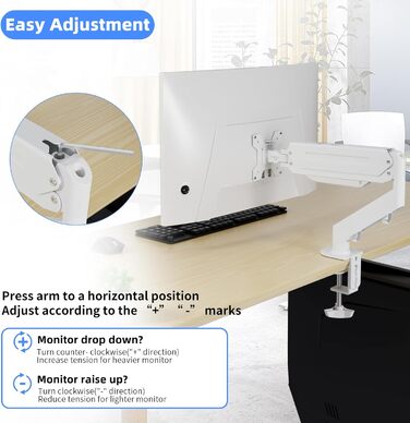 Кріплення для монітора Suptek, 17-32 дюйми, газ-амортизатор, регулювання висоти, 360° обертання, білий (MD8W)