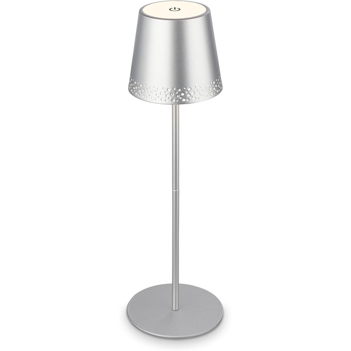 LED настільна лампа BRILONER бездротова з сенсорним керуванням, димер, регулювання висоти, для дому та кемпінгу, хром матовий, 38x12 см