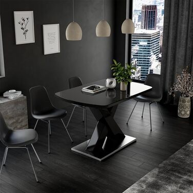 Розсувний обідній стіл Vicco Chinto, чорний, 120-160 x 76 x 80 см