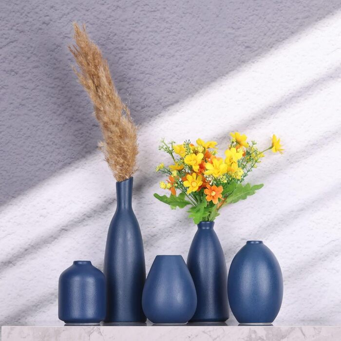 Набір з 5 блакитних керамічних ваз 