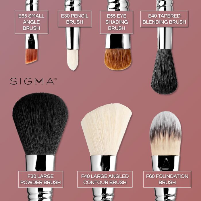 Набір кистей для макіяжу Sigma Beauty Make Me Classy 7 - Портативний набір пензлів для тонального крему, пудри, контуру, макіяжу очей, рум'ян - косметичний пензлик на ходу